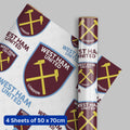 West Ham FC 2 Sheets & 2 Tags Gift Wrap