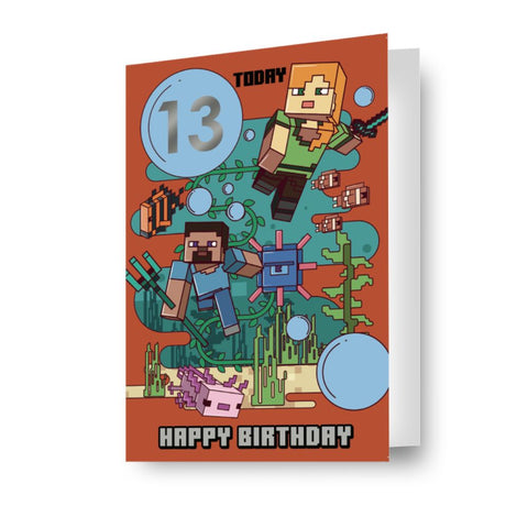 Minecraft Age Sticker Birthday Card