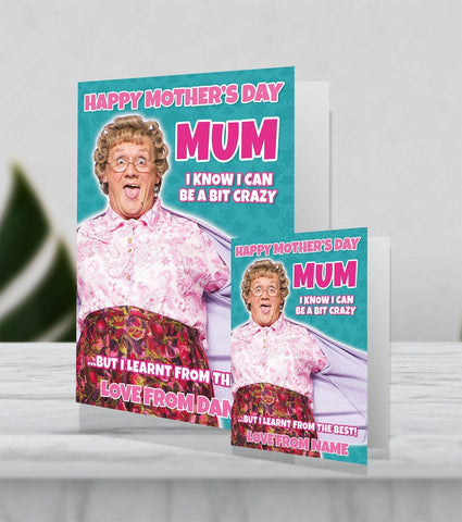 'A Bit Crazy' Mother's Day Personalised Giant card by Mrs Browns Boys an Official Mrs Brown Boys Product