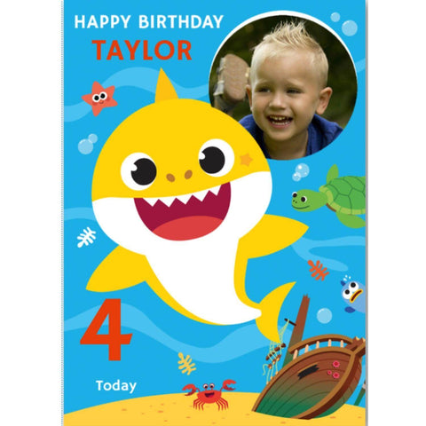 Baby Shark Personalised Name, Age and Photo Birthday Card an Official Baby Shark Product