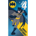 Batman Birthday Card Age 4 With Badge, Official Product an Official Warner Bros Product