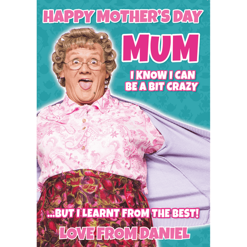 'Crazy' Mother's Day A5 Personalised Card by Mrs Brown's Boys an Official Mrs Brown Boys Product