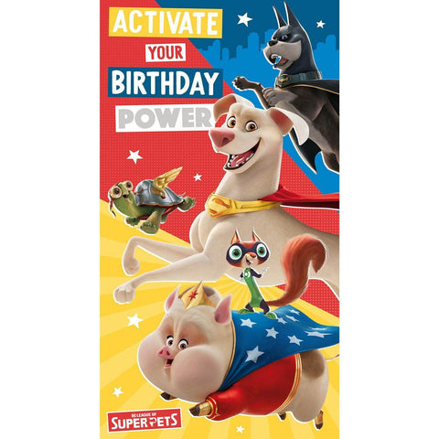 DC League of Super-Pets Birthday Card ft Ace & Krypto, Official Product an Official DC League of Super-Pets Product