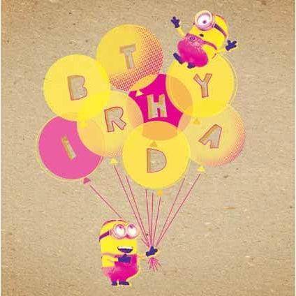 Despicable Me Crafty Minions Birthday Ballons Card an Official Despicable Me Product