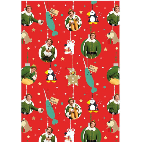 Elf Christmas Wrapping Paper, Gift Wrap, 4 sheets & 4 Tags. an Official Elf Product