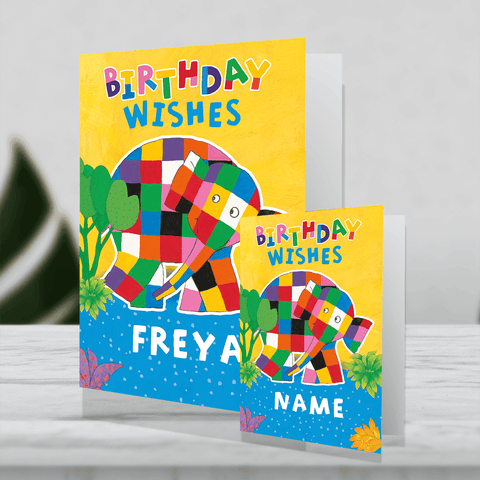 Giant Personalised Elmer The Patchwork Elephant 'Birthday Wishes' Birthday Card an Official Elmer the Patchwork Elephant Product