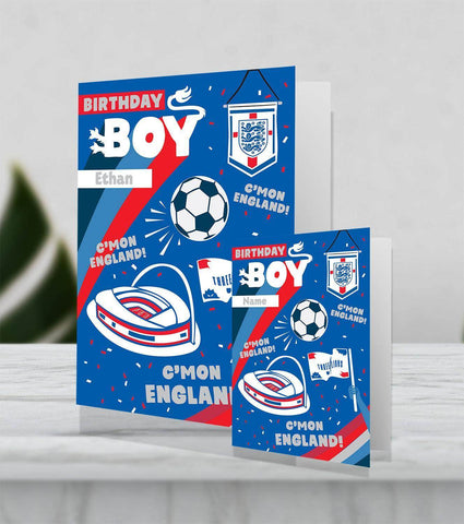 Giant Personalised Official England Boys Birthday Card an Official England Football Product