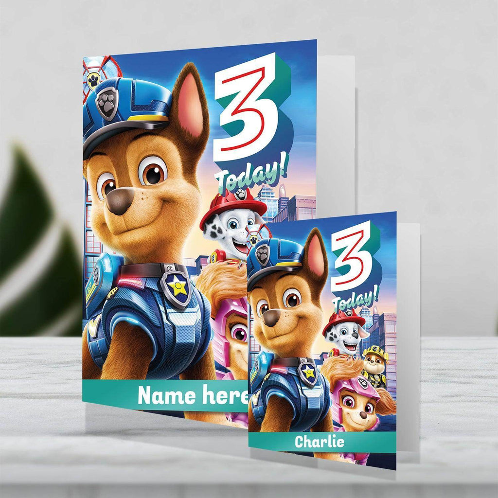 Giant Personalised Paw Patrol Movie Age 3 Birthday Card- Any Name an Official Paw Patrol Product