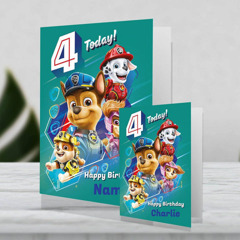 Giant Personalised Paw Patrol Movie Age 4 Birthday Card- Any Name an Official Paw Patrol Product