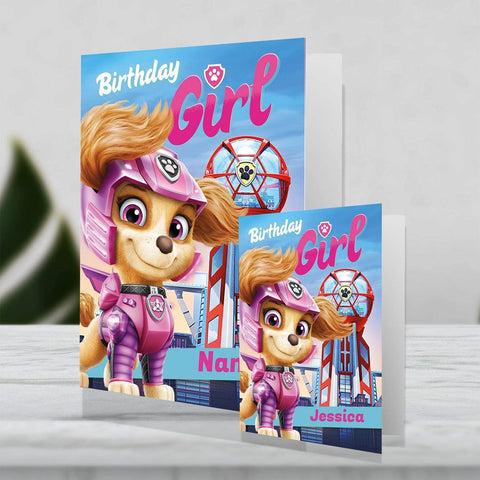 Giant Personalised Paw Patrol Movie Birthday Girl Card- Any Name an Official Paw Patrol Product