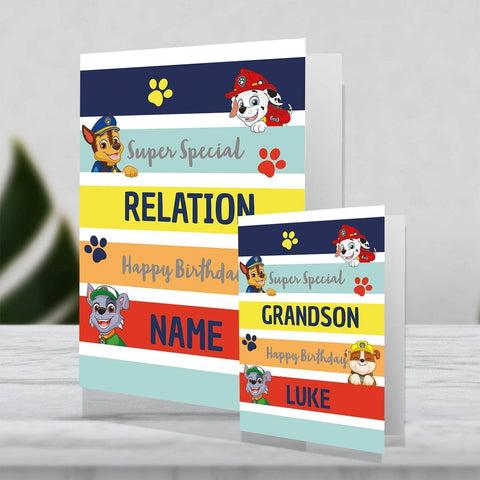 Giant Personalised Paw Patrol Rainbow Happy Birthday Card- Any Relation & Name an Official Paw Patrol Product