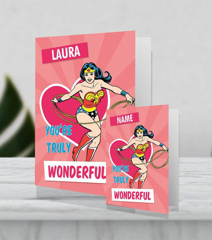 Giant Personalised Wife Valentines Day Card Wonder Woman made from Sustainably Resourced Paper an Official Wonder Woman Product