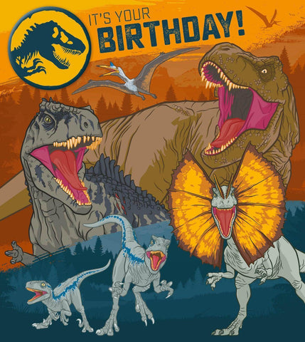 Jurassic World Birthday Badged Dinosaur Card, Officially Licensed Product an Official Jurassic World Product