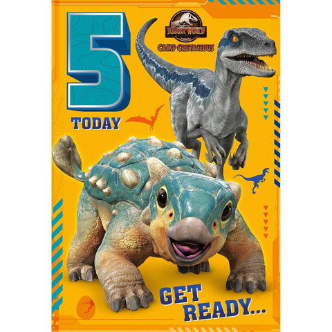 Jurassic World Birthday Card Age 5, Officially Licensed Product an Official Jurassic World Product