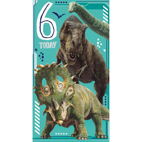 Jurassic World Birthday Card Age 6, Officially Licensed Product an Official Jurassic World Product