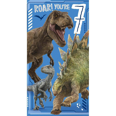 Jurassic World Birthday Card Age 7, Officially Licensed Product an Official Jurassic World Product