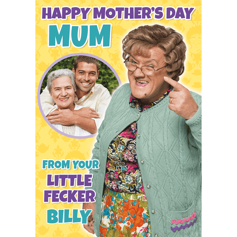'Little Fecker' Mother's Day Photo A5 Personalised Card by Mrs Brown's Boys an Official Mrs Brown Boys Product