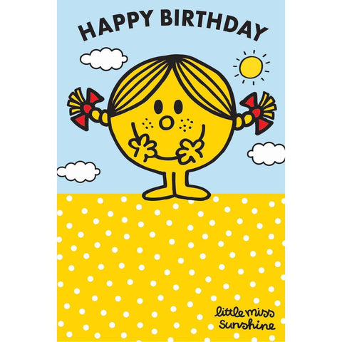 Little Miss Sunshine Happy Birthday Card an Official Mr Men and Little Miss Product
