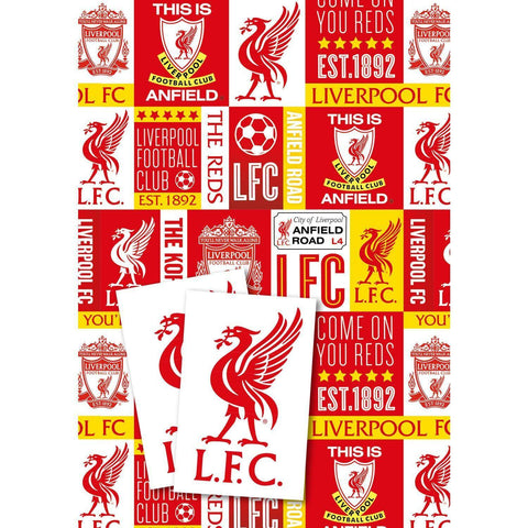 Liverpool Football Club Gift Wrap 2 Sheets & Tags an Official Liverpool FC Product
