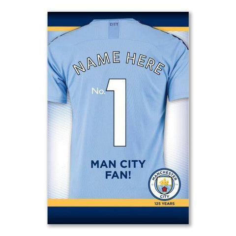 Manchester City Number 1 Fan Personalised Father's Day Card an Official Danilo Promotions Product