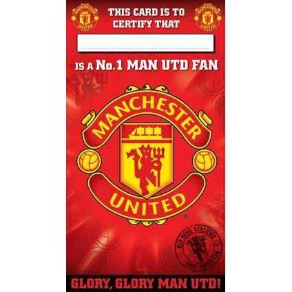 Manchester Utd No. 1 Fan Certificate Birthday Card an Official Manchester United FC Product