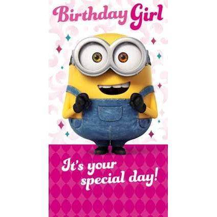Minion Movie Birthday Girl Card an Official Despicable Me Product