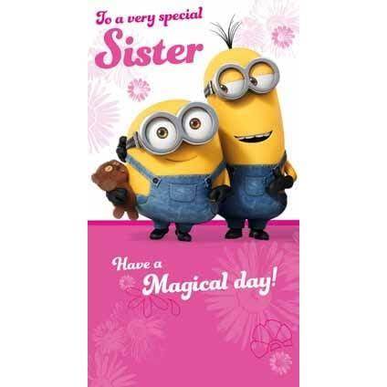 Minion Movie Sister Birthday Card an Official Despicable Me Product