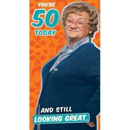 Mrs Brown's Boys Happy 50th Birthday Card an Official Mrs Brown Boys Product