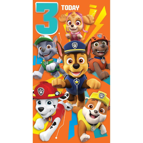 Paw Patrol Age 3 Birthday Card an Official Paw Patrol Product