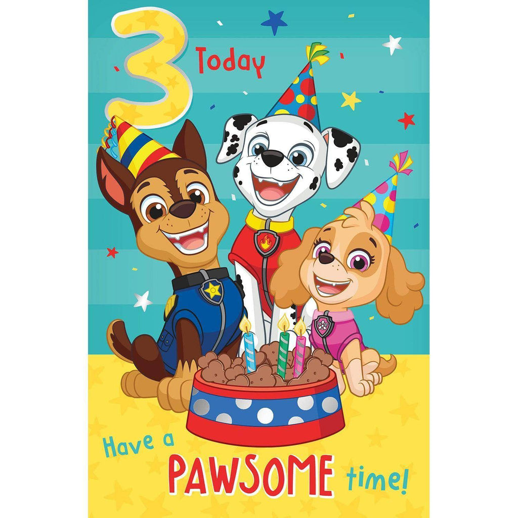 Paw Patrol Age 3 Birthday Card an Official Paw Patrol Product