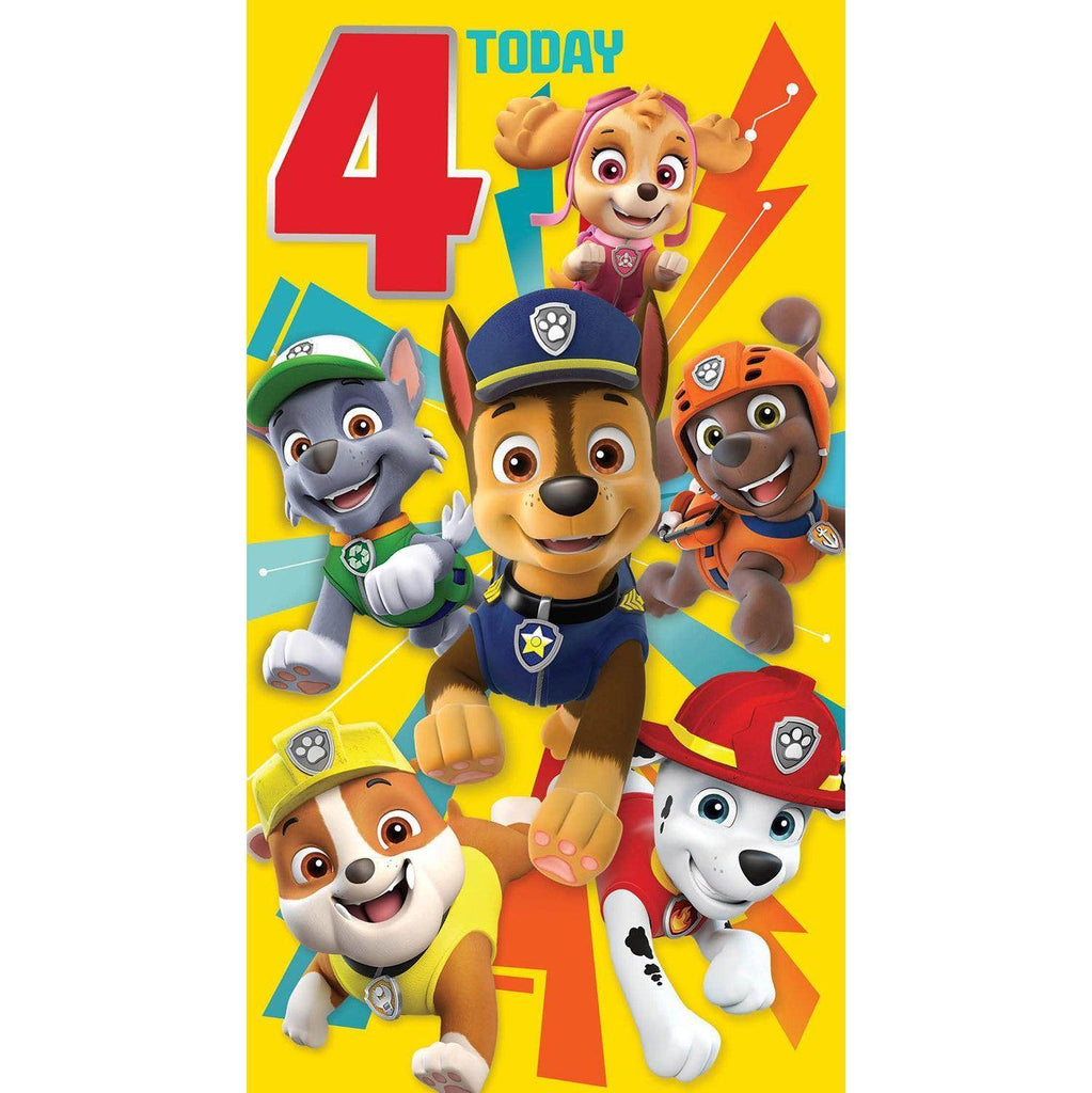 Paw Patrol Age 4 Birthday Card an Official Paw Patrol Product