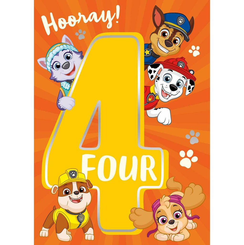 Paw Patrol Age 4 Birthday Card an Official Paw Patrol Product