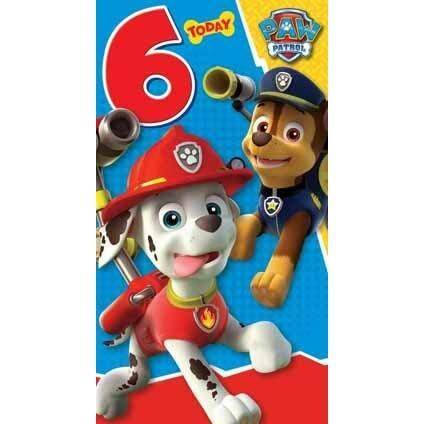 Paw Patrol Age 6 Birthday Card an Official Paw Patrol Product