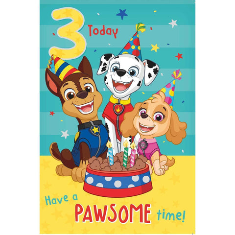 Paw Patrol Birthday Card Age 3, Officially Licensed Product an Official Paw Patrol Product
