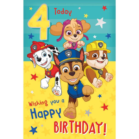 Paw Patrol Birthday Card Age 4, Officially Licensed Product an Official Paw Patrol Product