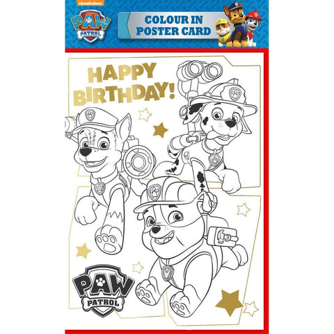 Paw Patrol Colour in Poster Birthday Card an Official Paw Patrol Product