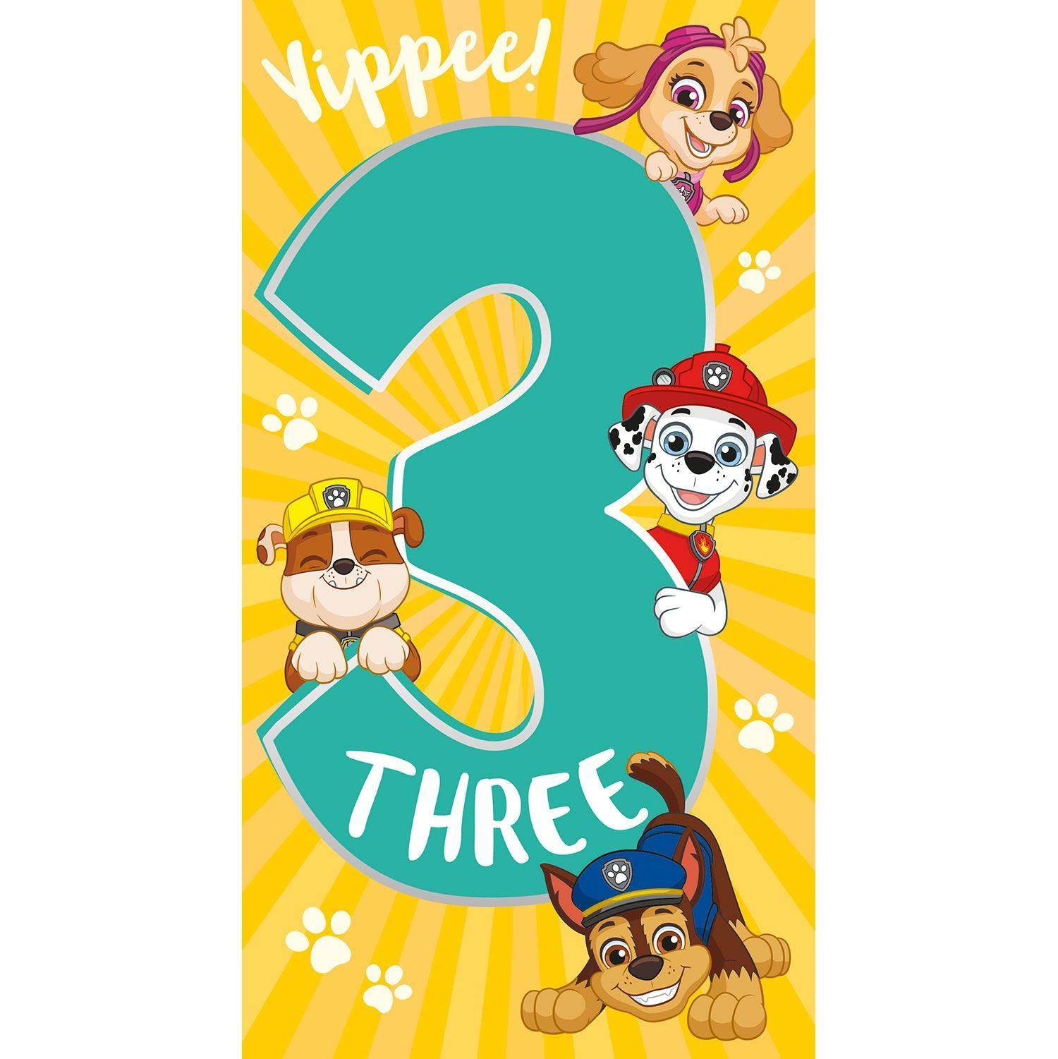 Paw Patrol Age 3 Birthday Card, Yippee! Three – Danilo Promotions