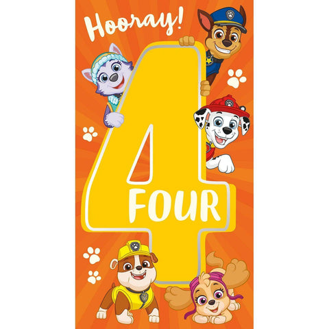 Paw Patrol Official Age 4 Birthday Card, Hooray 4 an Official Paw Patrol Product