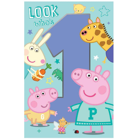Pegga Pig And George Age 1 Birthday Card an Official Peppa Pig Product