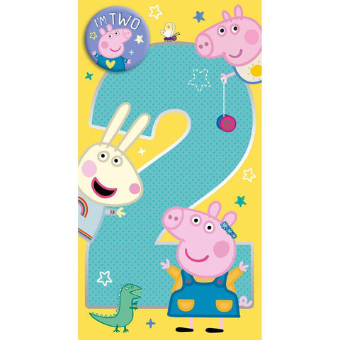 Peppa Pig Age 2 Birthday Card, Includes Age 2 Badge an Official Peppa Pig Product