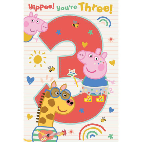 Peppa Pig Age 3 Birthday Card, Yippee! You're Three! an Official Peppa Pig Product
