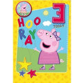 Peppa Pig Age 3 Hooray Birthday Card & Badge an Official Peppa Pig Product