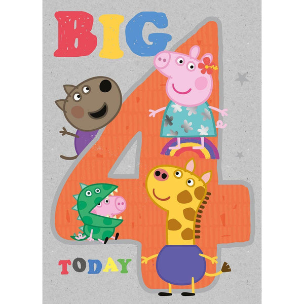 Biglietto d'auguri di Peppa Pig per 4 anni