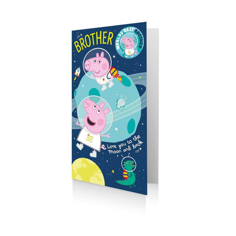 Peppa Pig Brother Birthday Card & Badge an Official Peppa Pig Product