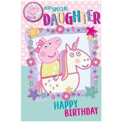 Peppa Pig Daughter Birthday Card & Badge an Official Peppa Pig Product