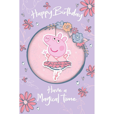 Peppa Pig Girls Birthday Card, Dangling Ballerina an Official Peppa Pig Product