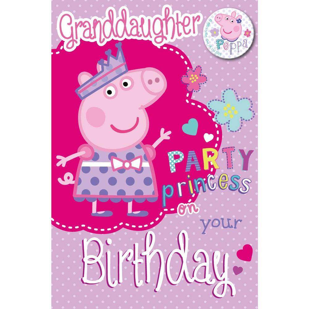 Peppa Pig Granddaughter Birthday Card & Badge an Official Peppa Pig Product