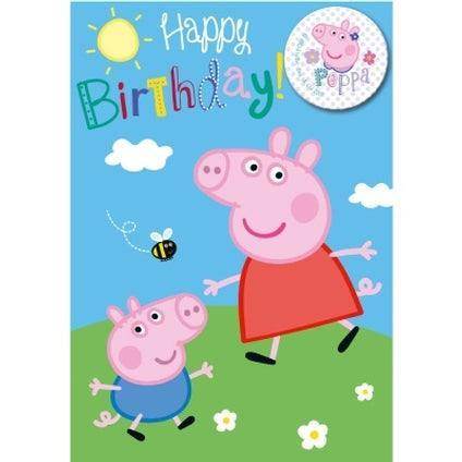 Peppa Pig Happy Birthday Card & Badge an Official Peppa Pig Product