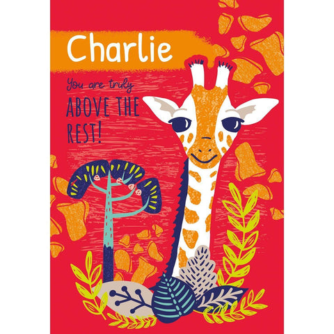 Personalised Animal Planet Giraffe Happy Birthday Card- Any Name an Official Animal Planet Product