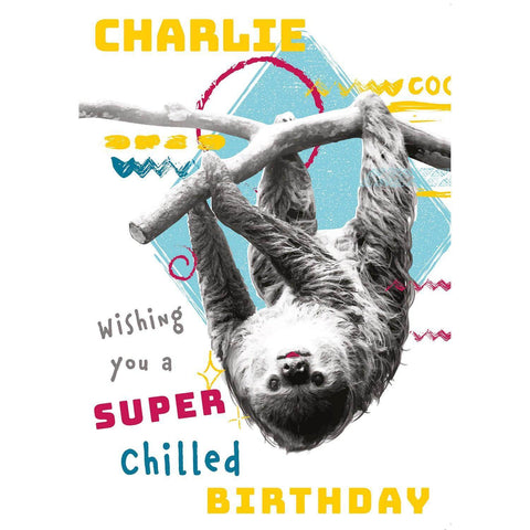 Personalised Animal Planet Sloth Birthday Card- Any Name an Official Animal Planet Product